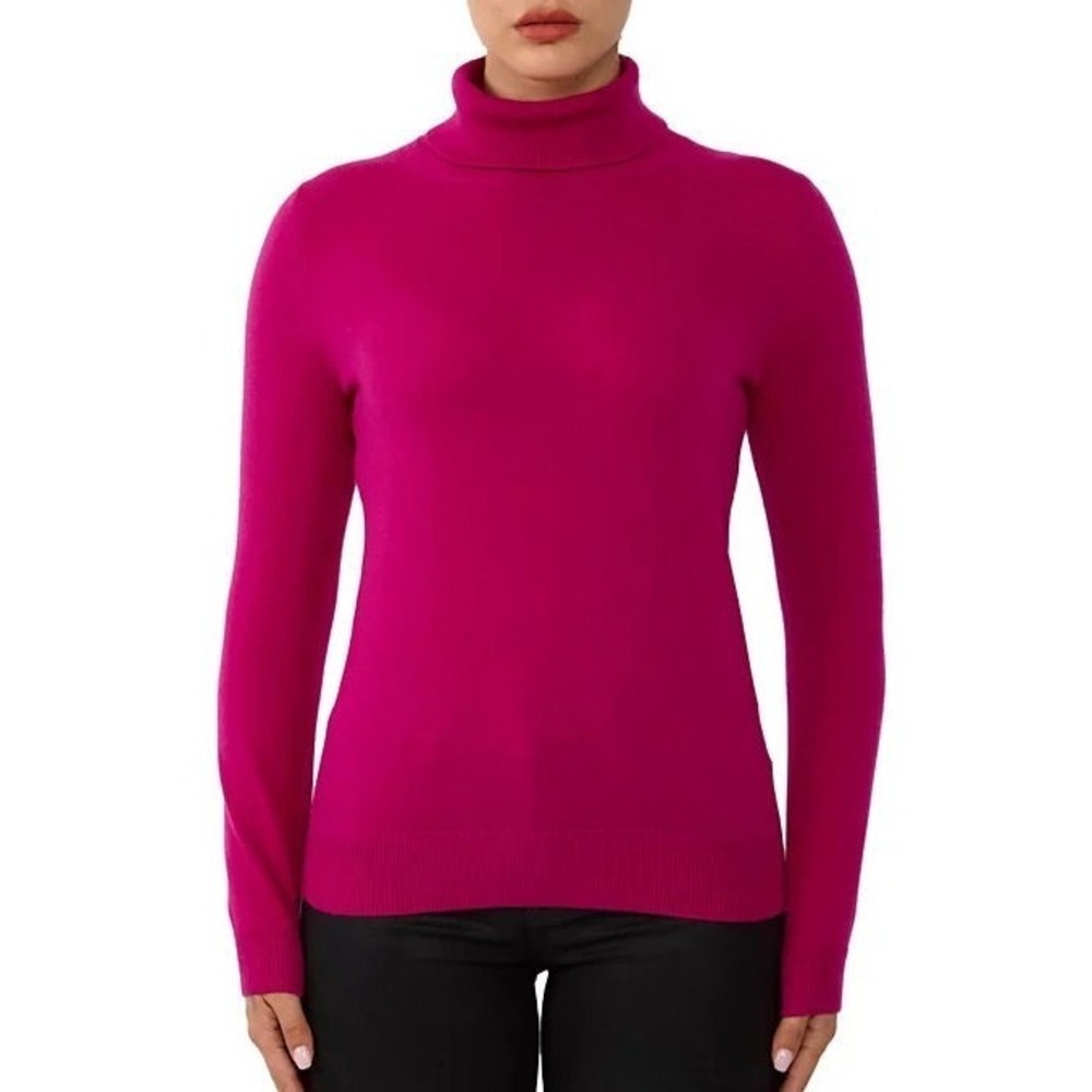 Jennie Liu Women's 100% Cashmere Turtleneck Sweater - Berry - Medium - NWOT